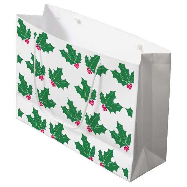 leaves & berries patterned large gift bag (Front Angled)