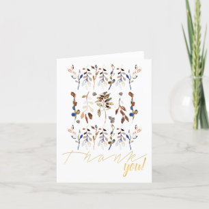 Leaves Berries White Elegant Floral  Thank You Card