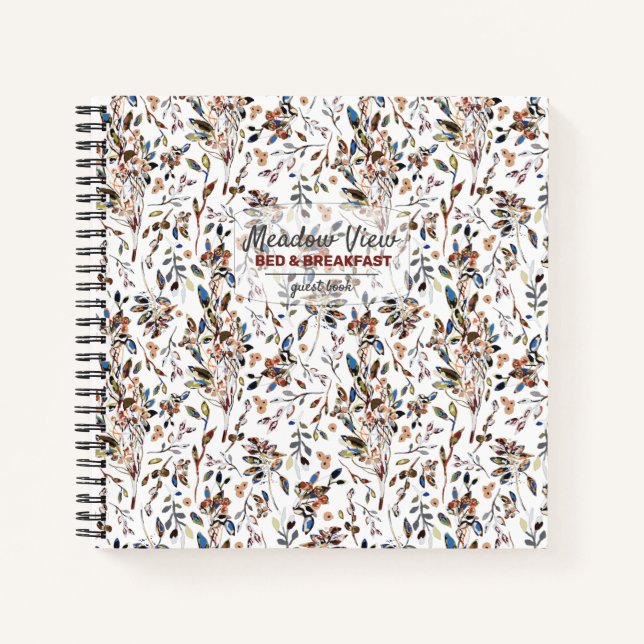 Leaves Berries White Vacation Rental Guest Book (Front)