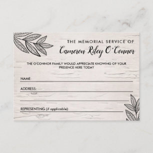 Leaves & Birch Memorial Service Attendance Enclosure Card