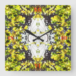 Leaves Blowing in the Wind Square Wall Clock