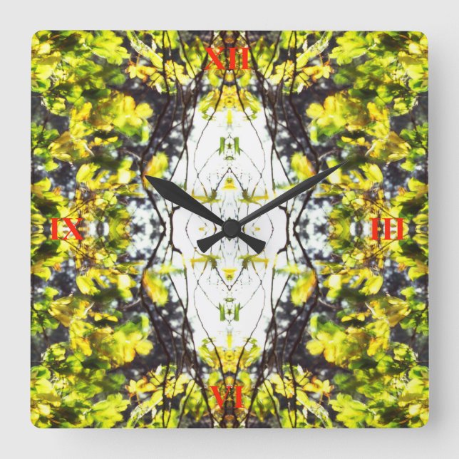 Leaves Blowing in the Wind Square Wall Clock (Front)