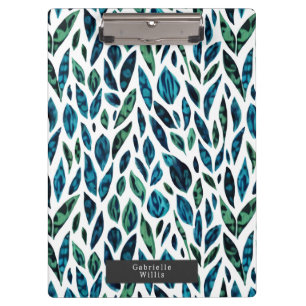 Leaves Blue and Green Botanical Pattern  Clipboard