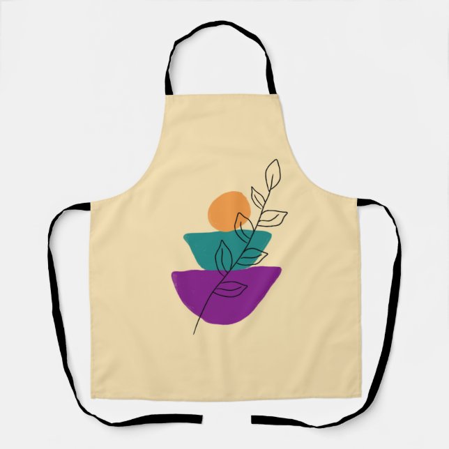 Leaves boho illustration  apron (Front)