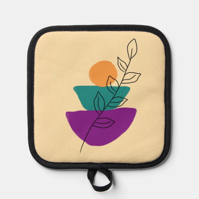 Leaves boho illustration  pot holder (Front)