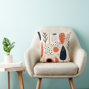 Leaves boho pattern handdrawn minimal colours cushion