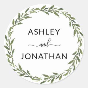 Leaves Botanical Wreath Wedding White Labels Seals