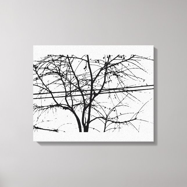 Leaves, Branches And Power Lines In the Fall Canvas Print (Front)