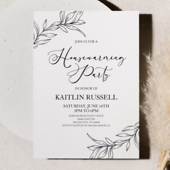 Leaves Branches Minimalist Housewarming Party Invitation (Creator Uploaded)