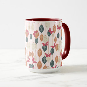 Leaves & Butterflies Pattern Boho Mug