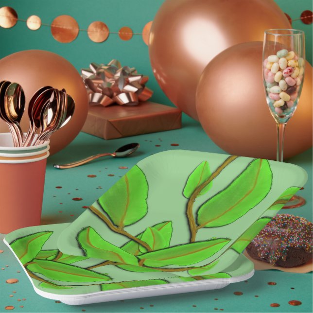 Leaves by Kenneth Yoncich Paper Plate (Multi)