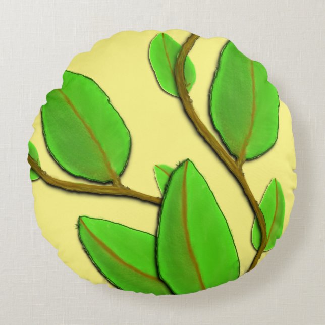Leaves by Kenneth Yoncich Round Cushion (Front)