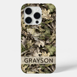 Leaves Camouflage Personalised iPhone 15 Pro Case