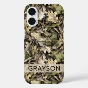 Leaves Camouflage Personalised iPhone 16 Case