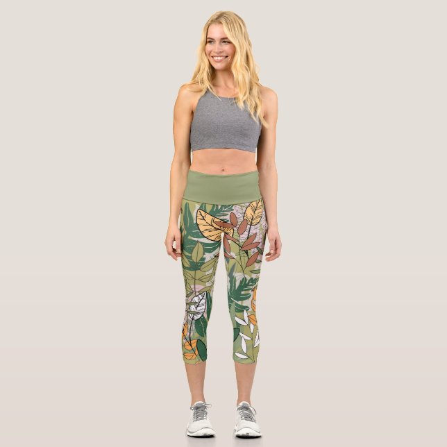 Leaves Capri Leggings (Front)