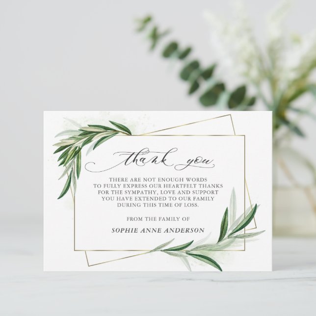 Leaves Celebration of Life Photo In Loving Memory  Thank You Card (Standing Front)