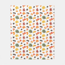 Leaves, chestnuts and mushrooms all over pattern