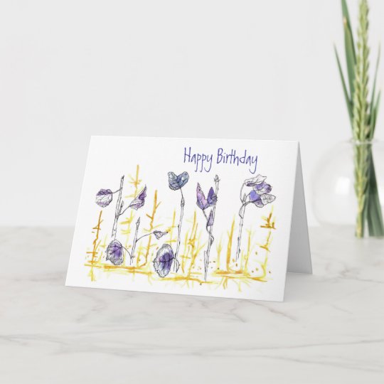 Leaves Drawing Pen And Ink Art Happy Birthday Card Zazzle Co Uk