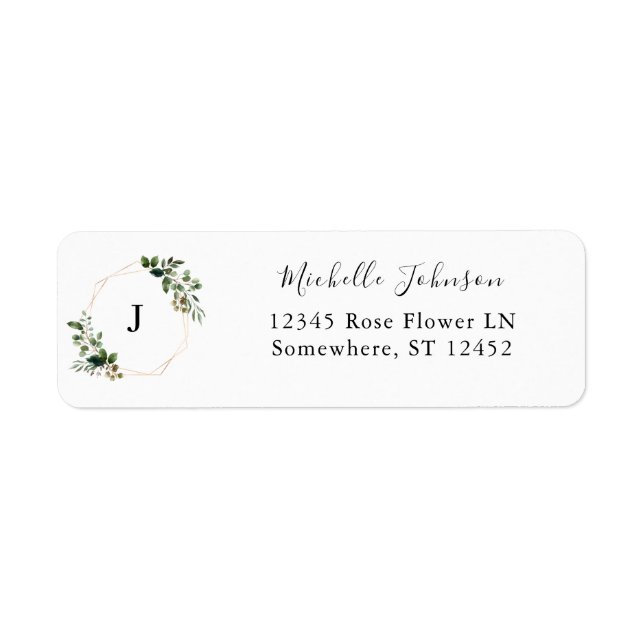 Leaves & Eucalyptus Gold Return Address Label (Front)