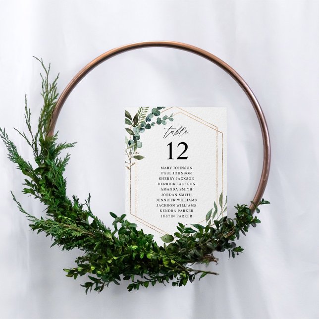 Leaves& Eucalyptus Gold Table Number Seating Chart (Creator Uploaded)