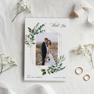 Leaves & Eucalyptus Gold Thank You Photo