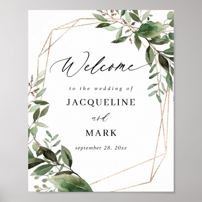 Leaves & Eucalyptus Gold Welcome Sign (Front)