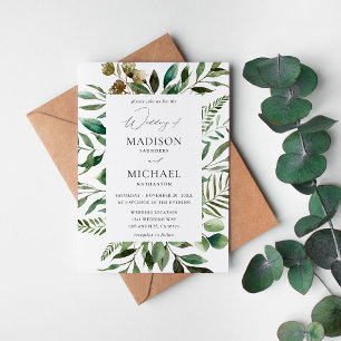 Leaves & Eucalyptus Rustic Wedding Invitation