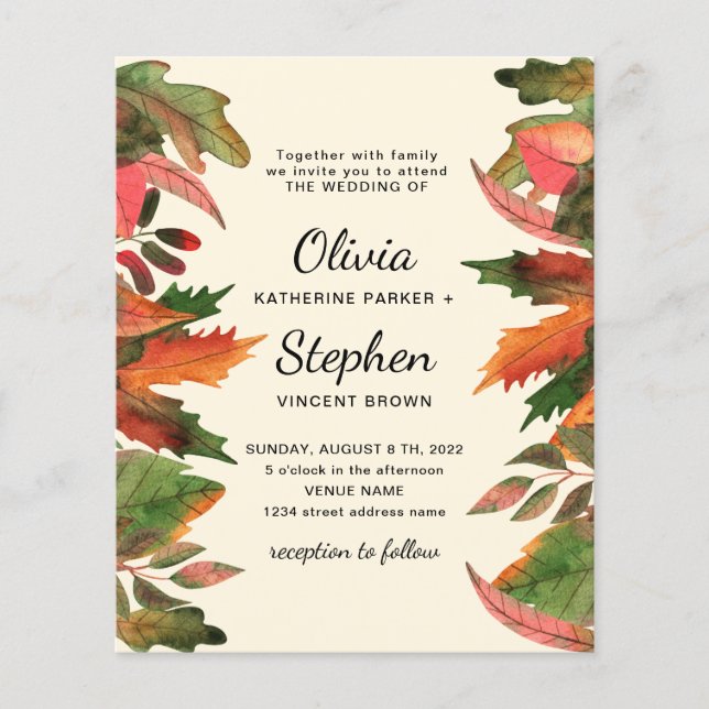 Leaves fall. Autumn graceful Botanical Wedding Inv Flyer (Front)