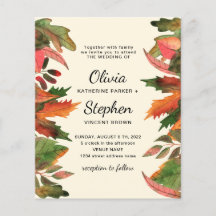 Leaves fall. Autumn graceful Botanical Wedding Inv