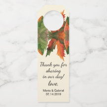Leaves fall. Autumn stylish wedding Bottle Hanger 