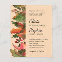 Leaves fall. Autumn woodland Botanical Wedding Inv