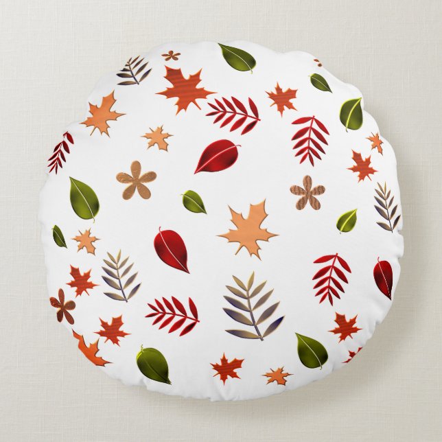 Leaves fall,White background Round Cushion (Front)