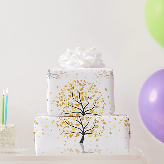 Leaves Falling From A Tree Wrapping Paper (Creator Uploaded)