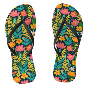 Leaves flowers colourful design  flip flops