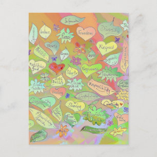 Leaves, Flowers, Hearts / Conscious Words Postcard