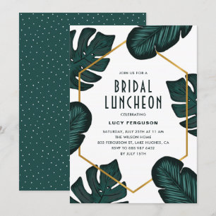 Leaves Frame Tropical Bridal Luncheon Invitation