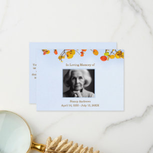Leaves Funeral Memorial From Family Thank You Card