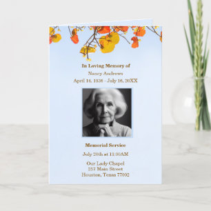 Leaves Funeral Memorial Order of Service Tribute Programme