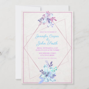 Leaves & Gem Diamond Geometric Modern Marriage Invitation