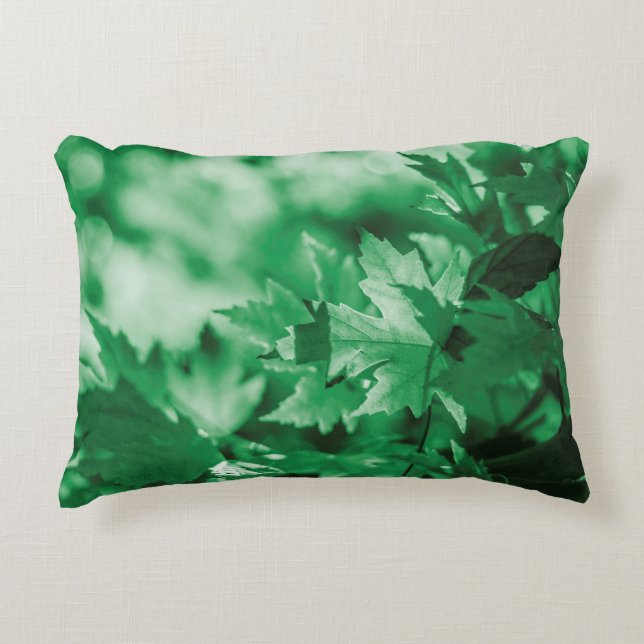 Leaves green background nature decorative cushion (Front)