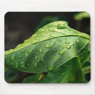 Leaves, Green, Botany Mouse Mat