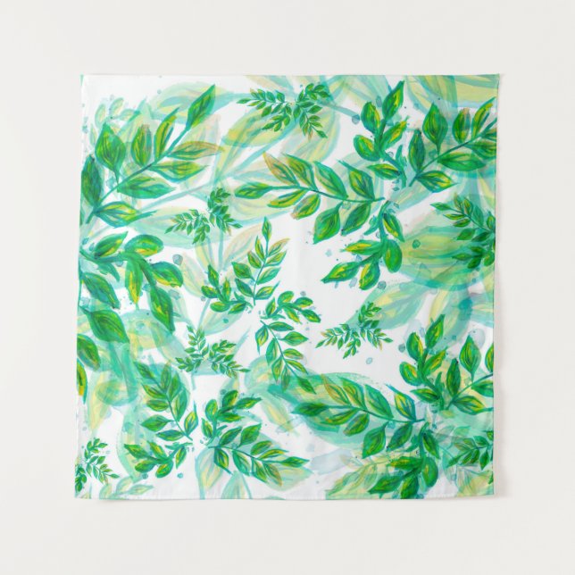 Leaves green pattern nature plant tapestry (Front)