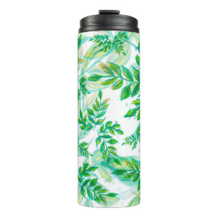 Leaves green pattern nature plant thermal tumbler
