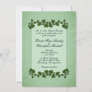 Leaves Green Shimmer Wedding Invitation