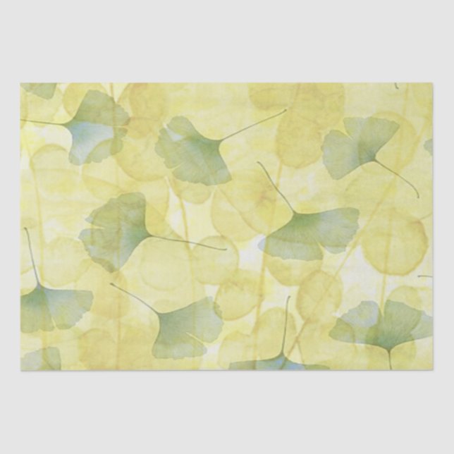 Leaves Green Yellow Decoupage Wrap Tissue Paper (Front)