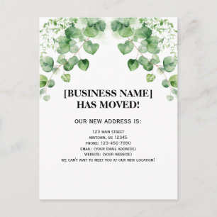 Leaves Greenery Business Moving Announcement Postcard