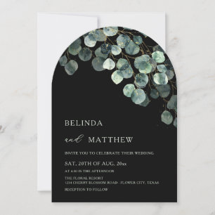 Leaves Greenery Watercolor Flowers Modern Arch Invitation