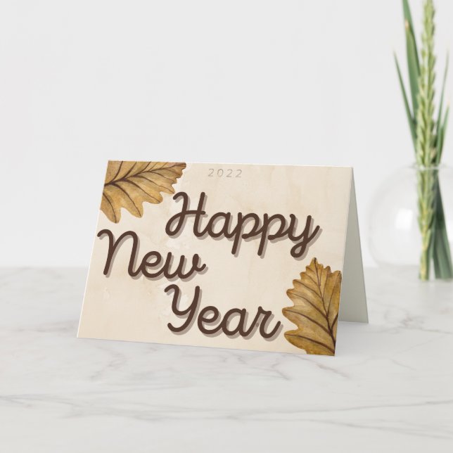 Leaves Happy New Year Card (Front)