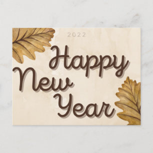 Leaves Happy New Year Postcard