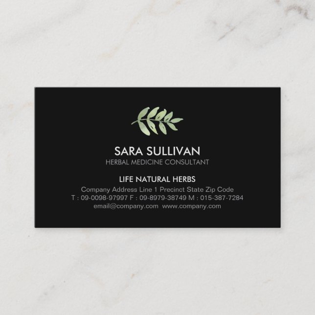 Leaves Herbal Medicine Herbs  Business Card (Front)